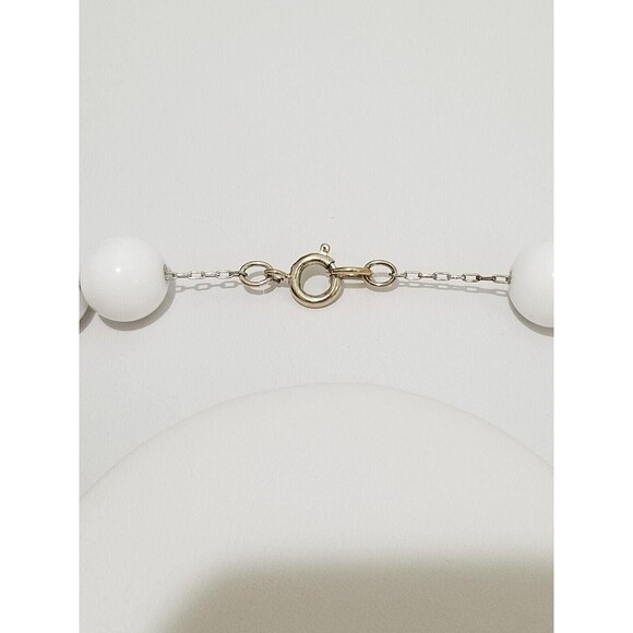 36" Long White and Gray Vintage Necklace strung on Chain - Picture 4 of 10